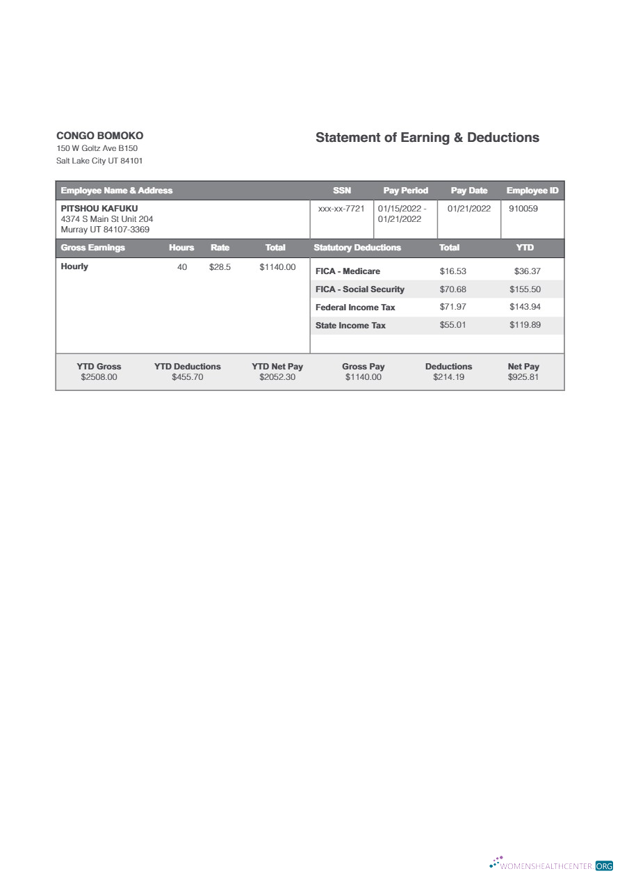Download Congo Bomoko statement of earning & deductions template in Word and PDF formats.pdf, 3 Photoshop template
